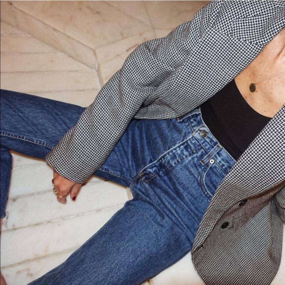 RE/DONE High Rise Ankle Crop Jean Rigid Dark HRAC